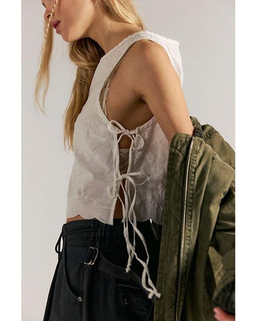 Free People White Faded Gardens Tank Top