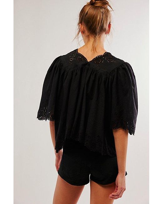 Free People Costa Eyelet Top At In Black, Size: Xs