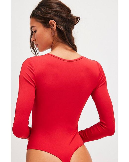 Intimately By Free People Red Victoria Plunge Bodysuit