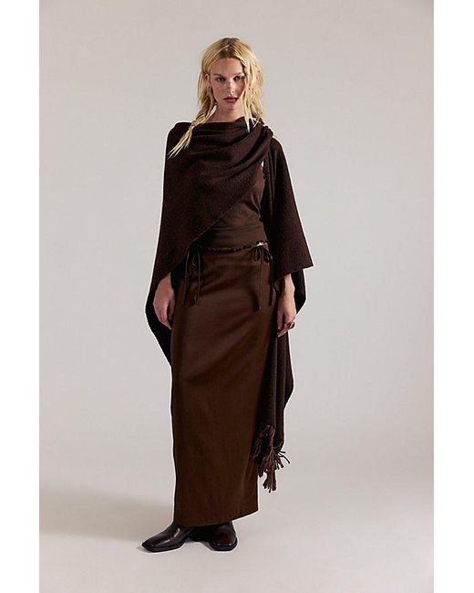 Free People Brown Blanket Duster Wrap Top