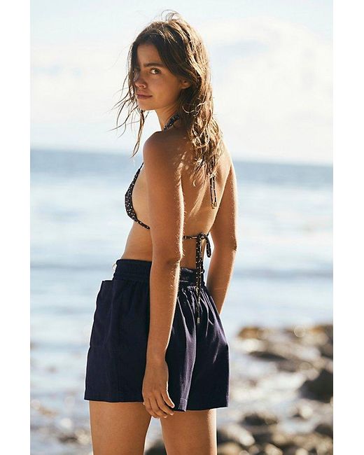 Free People Blue Flores Shorts