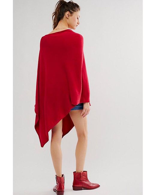 Free People Red Simply Triangle Poncho Jacket