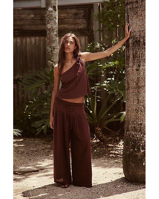 Free People Women's Brown Sahara Sandshell Linen Pant Set