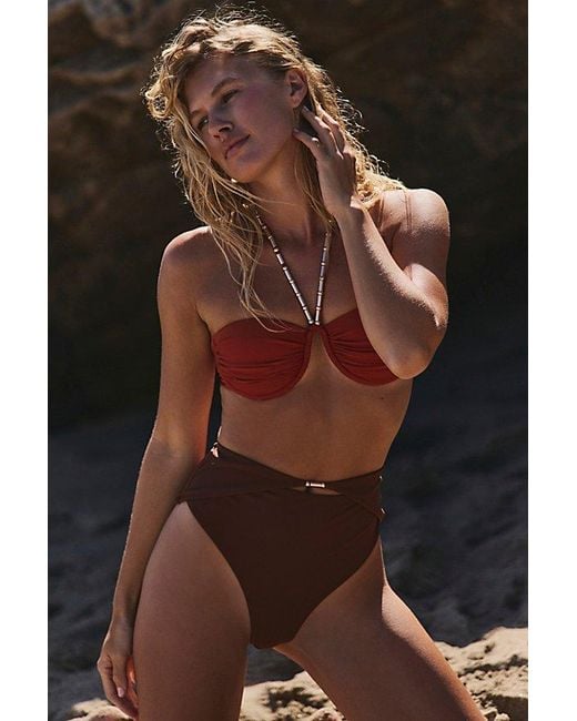 Devon Windsor Brown Evalina High-Rise Bikini Bottoms