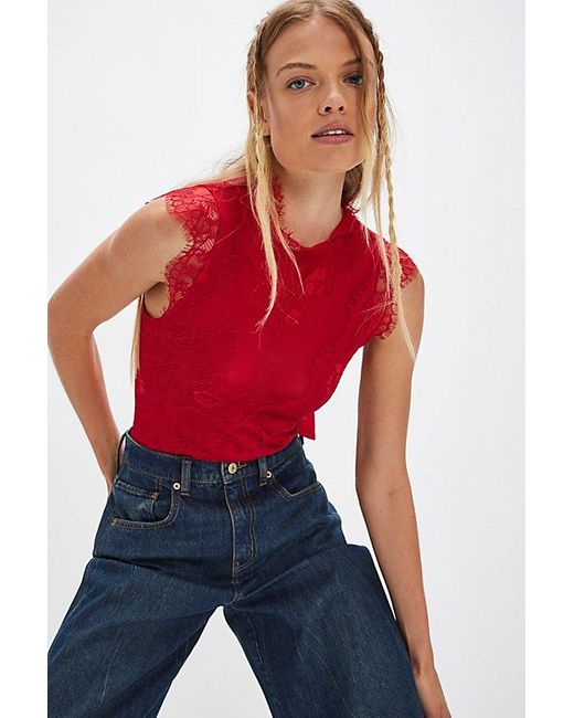 Intimately By Free People Red Sweet Nothings Bodysuit By