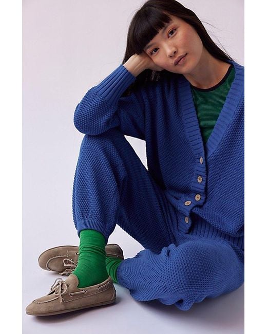 Jeffrey Campbell Blue Distressed Leather Boat Shoes