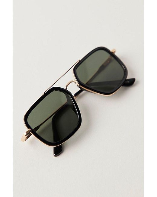 Free People Gray Luna Classic Oversized Aviator Sunglasses