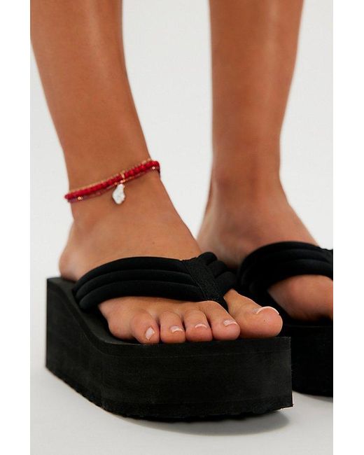 Free People Blue Poolside Wedge Thongs
