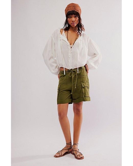 Free People Green Frankie Washed Shorts