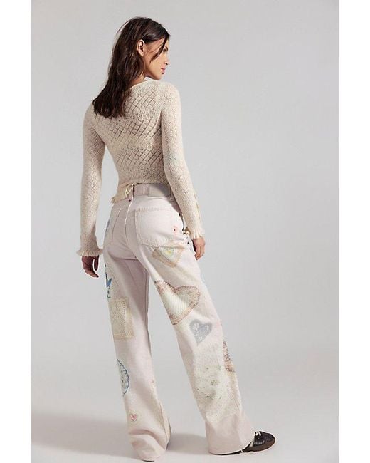 Free People White Tinsley Printed Jeans
