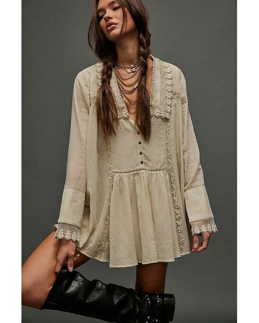 Free People Natural Victorian Mini Dress