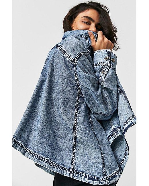 Free People Blue Back To You Denim Top At Free People In Light Indigo Wash, Size: Xs