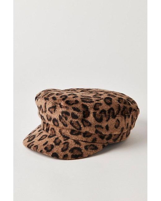 Free People Brown 90's Leopard Cadet Hat