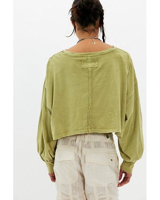 Free People Green Sandy Long Sleeve Top