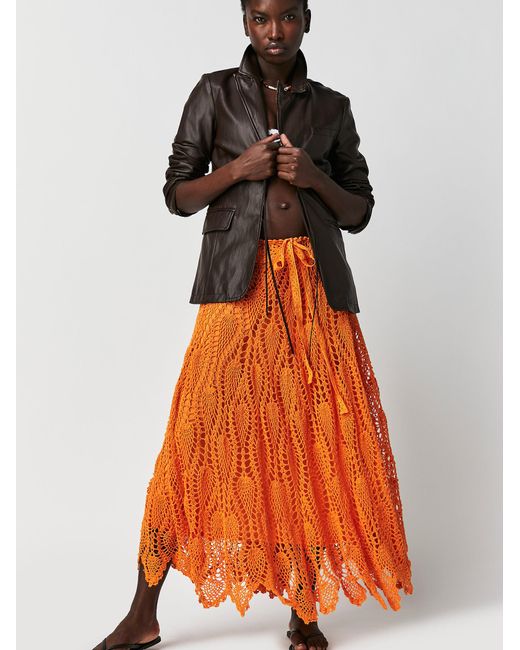 Free People Orange Gardenia Maxi Skirt