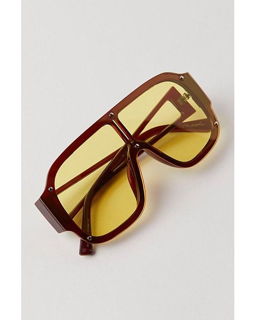 Free People Metallic Cooper Oversized Shield Sunglasses