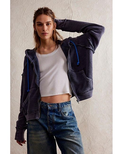 Free People Blue We The Free Mellow Zip-Up