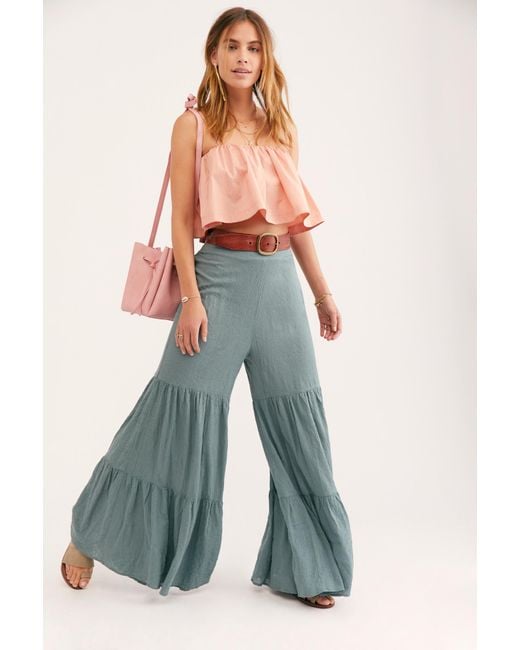 Free People Multicolor Embroidered Tiered Pants