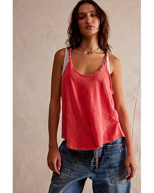 Free People Red Lo Lo Tank Top
