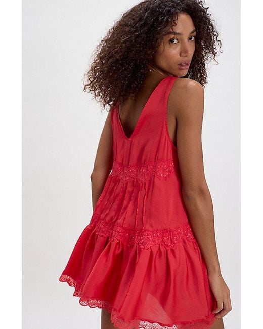 Intimately By Free People Red In This Groove Mini Slip By