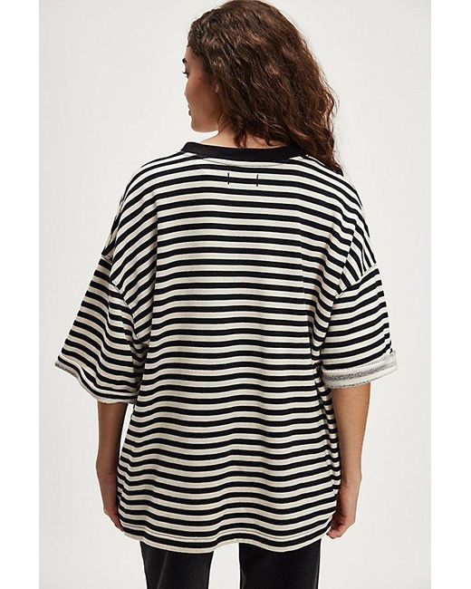 Free People Black Classic Striped Short-sleeve Crewneck