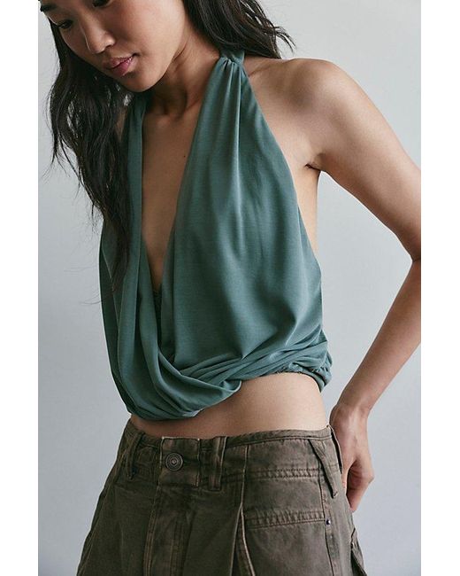 Free People Green Hallie Halter Top