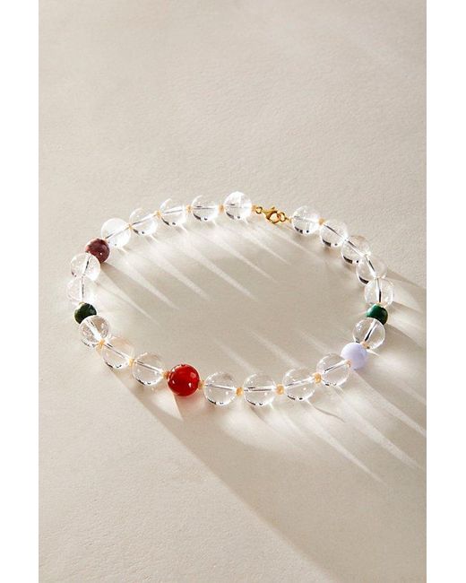 Free People Natural Clear Beaded Necklace