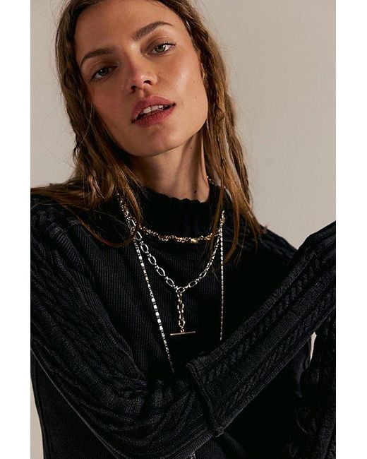 Free People Black Breezy Swit Top