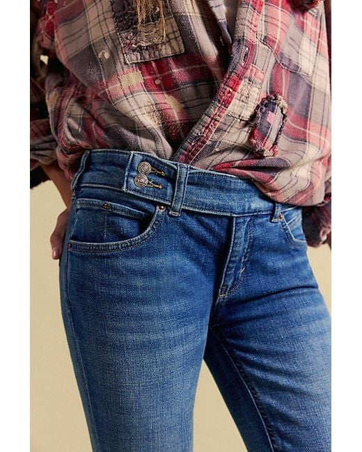 Free People Blue Revival Low-Rise Straight Cropped Jeans