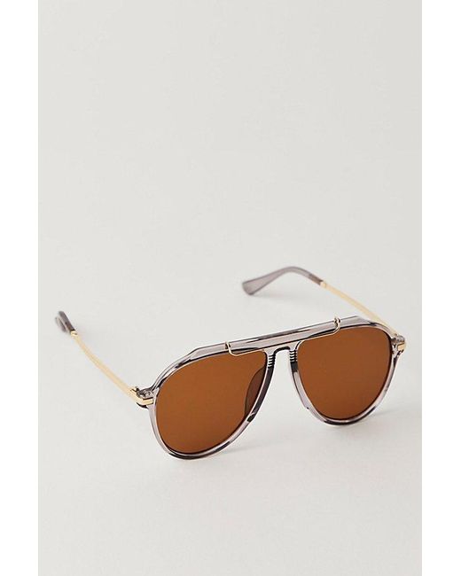 Free People Brown Ventura Oversized Aviator Sunglasses