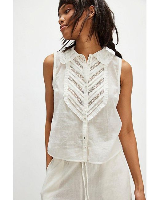 Free People White Darby Muscle Tank Top