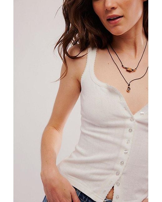 Intimately By Free People Blue End Game Pointelle Tank Top
