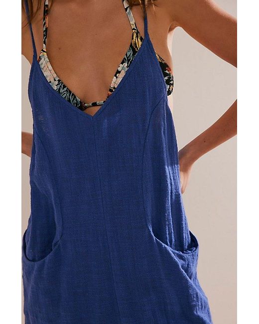 Free People Blue Down For The Day Romper
