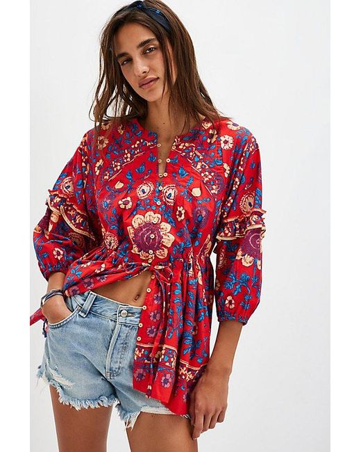 Free People Red Avery Tunic