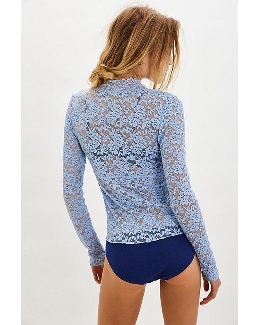 Intimately By Free People Blue All Day Lace Long Sleeve By