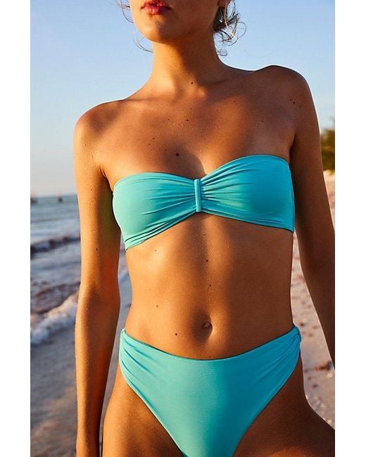 Toast Orange Signature Cinch Bandeau Bikini Top