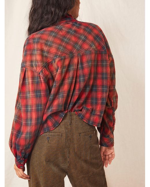 Free People Emily Plaid Top in Red 