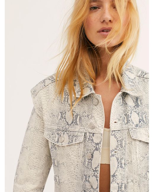 Snakeskin Print Trucker Jacket 