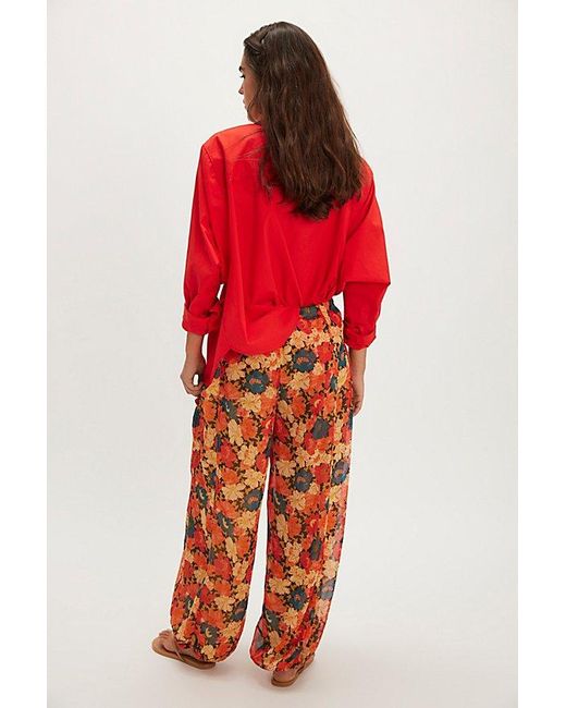 Free People Red Misty Printed Bubble Pant