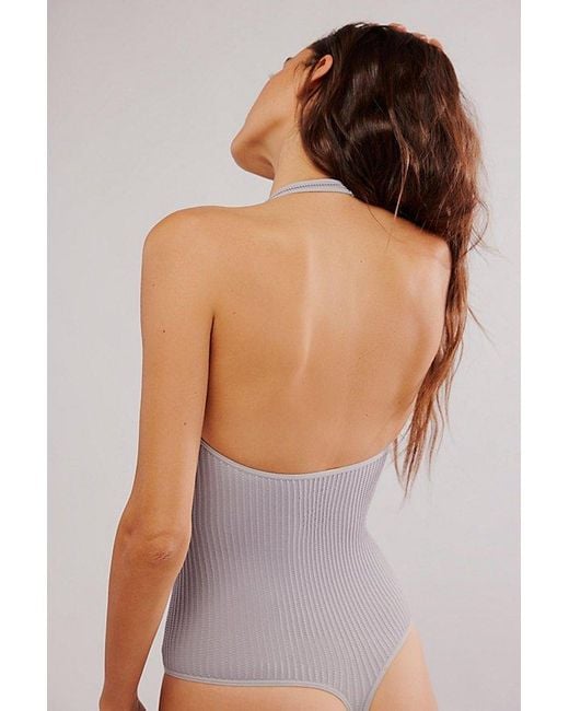 Intimately By Free People White Clean Slate Halter Bodysuit