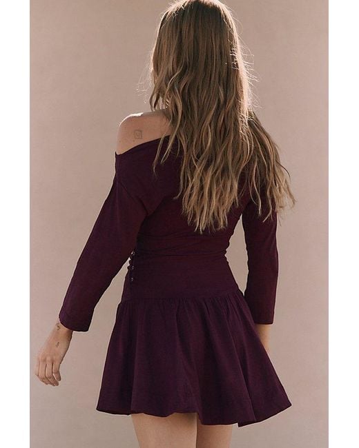 Free People Purple Junie Drop-Waist Mini Dress