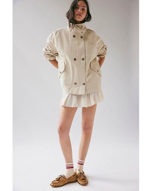 Free People Natural Collins Washed Canvas Funnel-Neck Jacket