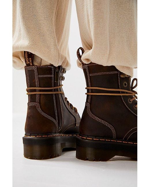 Dr. Martens Jadon Archive Boots At Free People In Dark Brown Crazy Horse, Size: Us 6