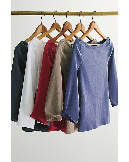 Free People Red Atlas Boat Neck Top