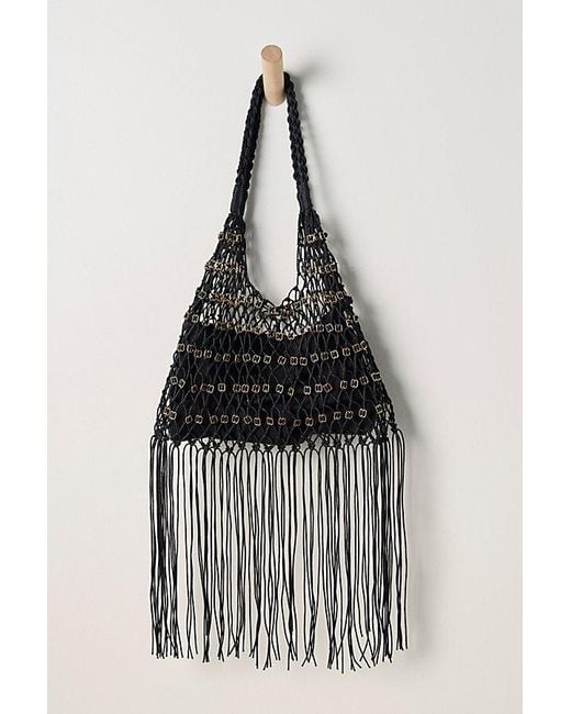 Free People Black Embellished Fringe Bag