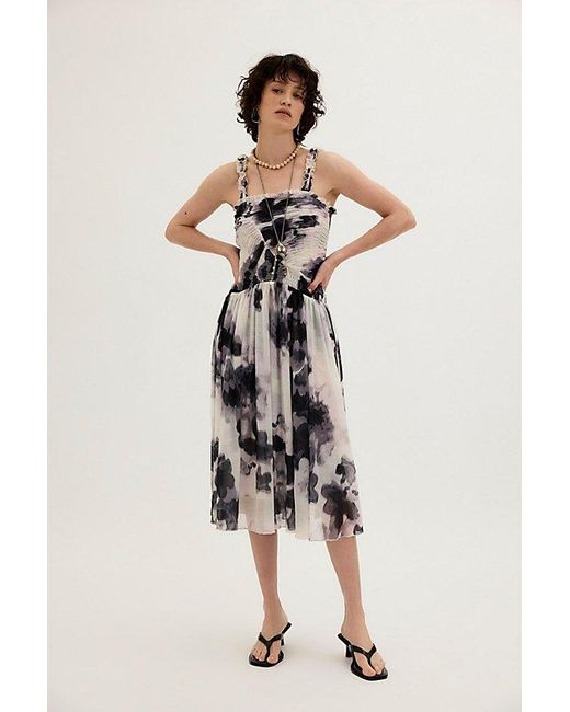 Free People Tessa Smocked Midi Dress in White | Lyst