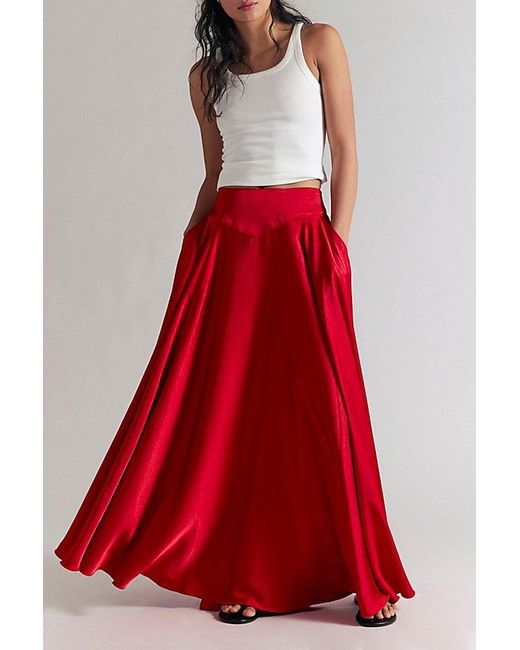 Free People Red Chilco Maxi Skirt