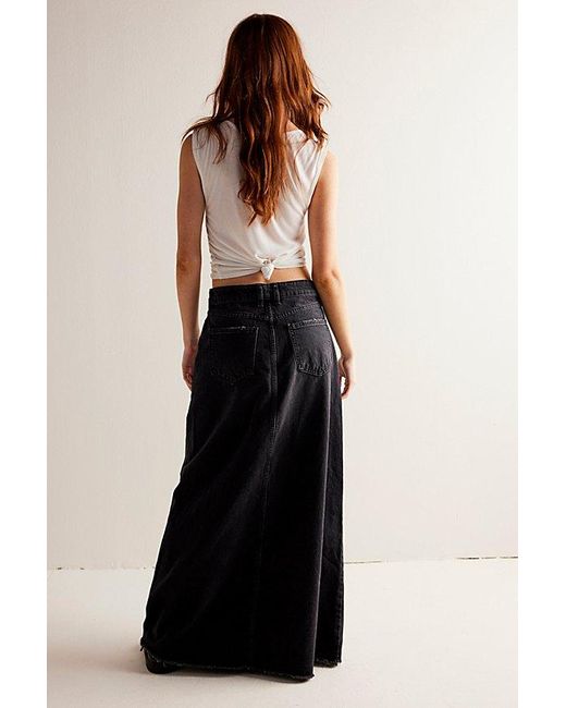 Free People Come As You Are Denim Maxi Skirt At Free People In Black, Size: Us 0