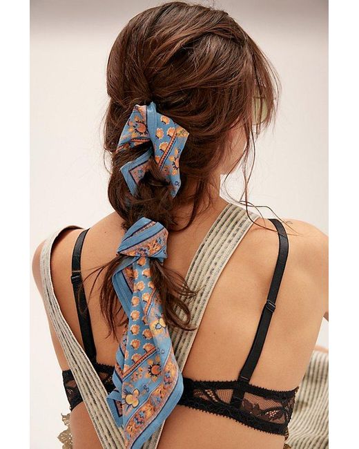 Free People Brown Lotus Paisley Print Bandana At In Blue Jean