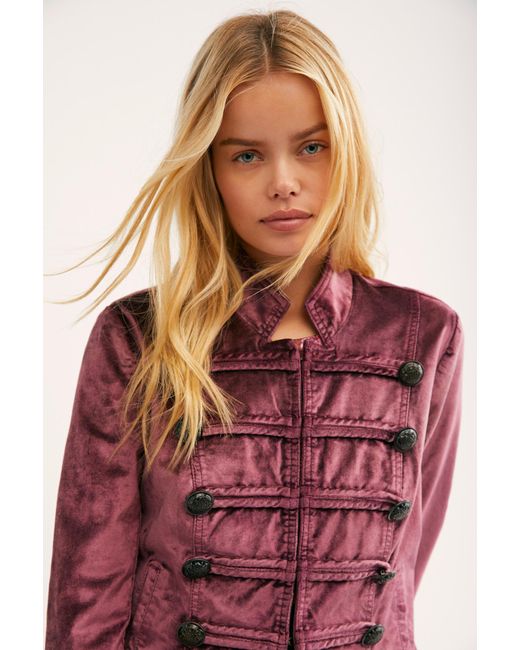 free people velvet military jacket